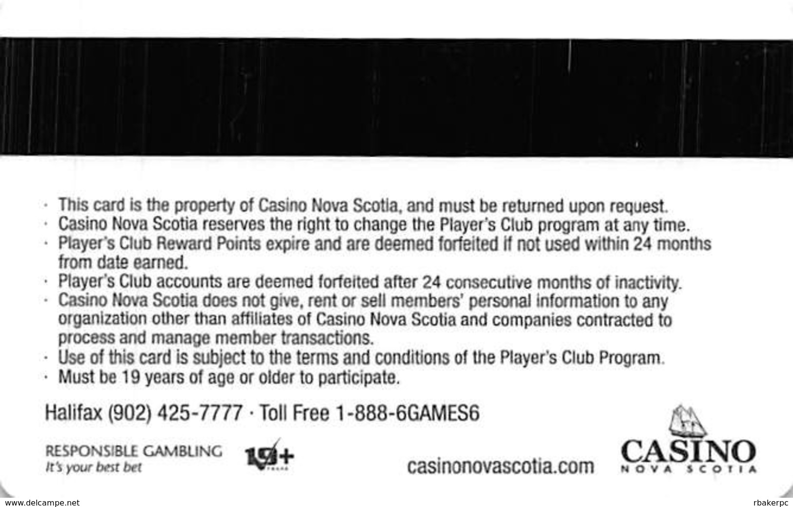 Casino Nova Scotia - Canada - BLANK Slot Card - Casino Cards