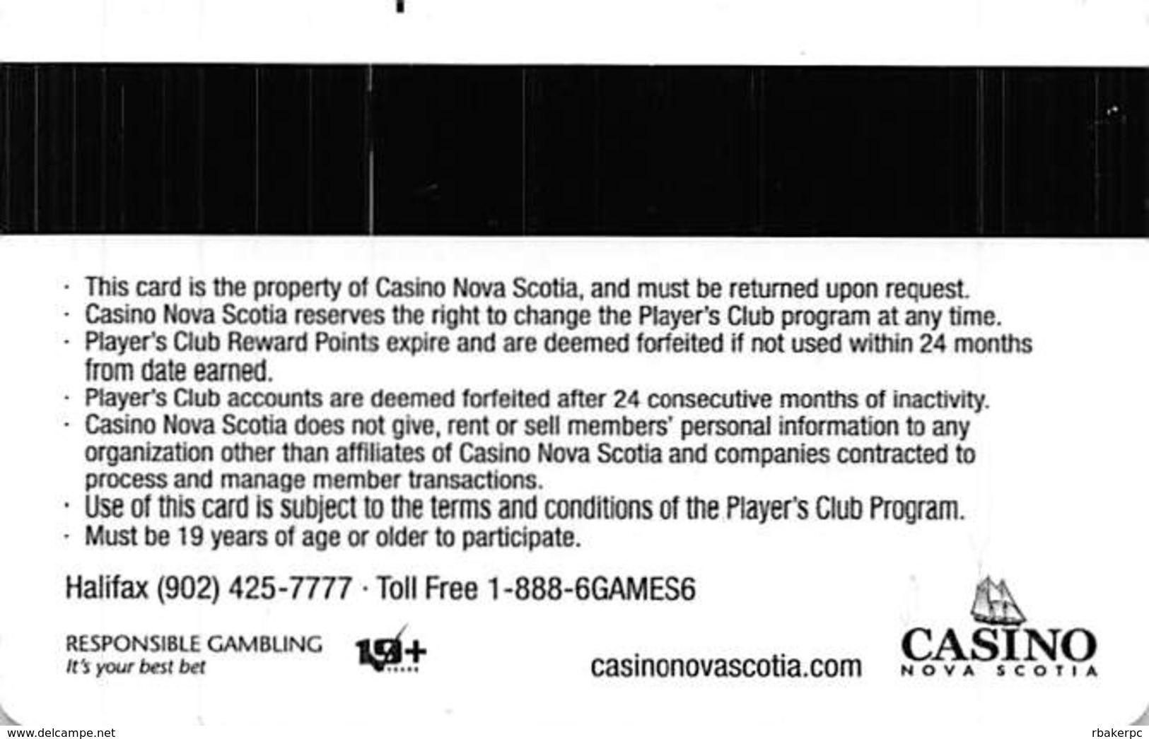 Casino Nova Scotia - Canada - BLANK Club Prive Level Slot Card - Casino Cards