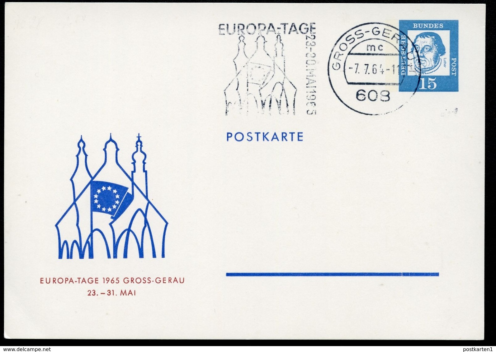 Bund PP29 D2/004 EUROPA-TAGE GROSS-GERAU 1965 Sost.1964  NGK 10,00 € - Cartes Postales Privées - Oblitérées