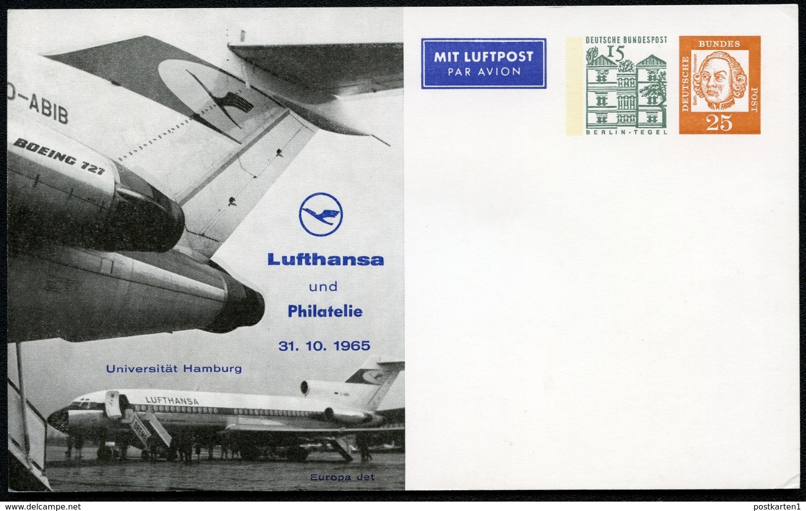 Bund PP32 D2/001-I  LUFTHANSA BOEING 727 EUROPA-JET Hamburg 1965 NGK 30,00 € - Private Postcards - Mint