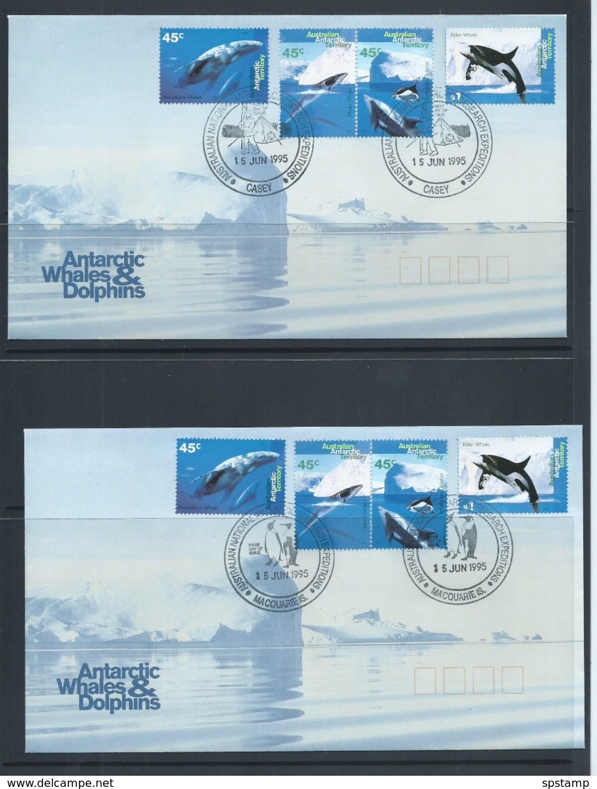 Australian Antarctic Territory 1995 Whales & Dolphins Set 4 On The 4 Base FDC Official Unaddressed - FDC