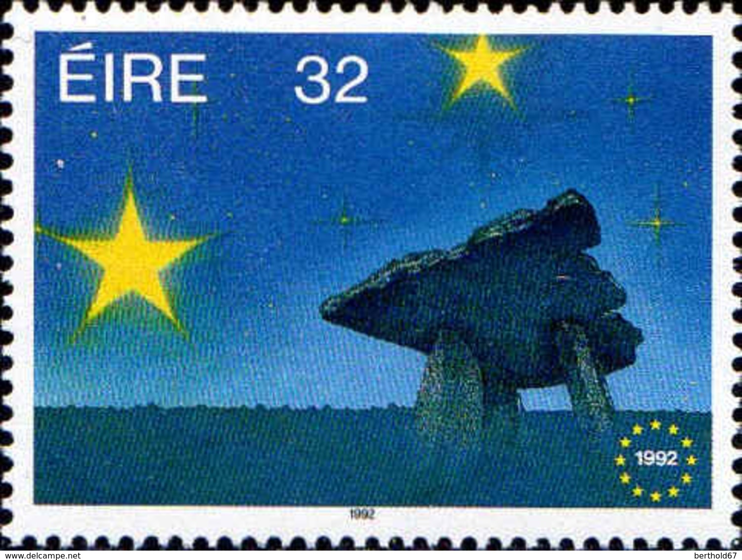 Irlande Poste N** Yv: 813 Mi:810 Marché Unique Européen Monument Mégalithique (Thème) - Instituciones Europeas