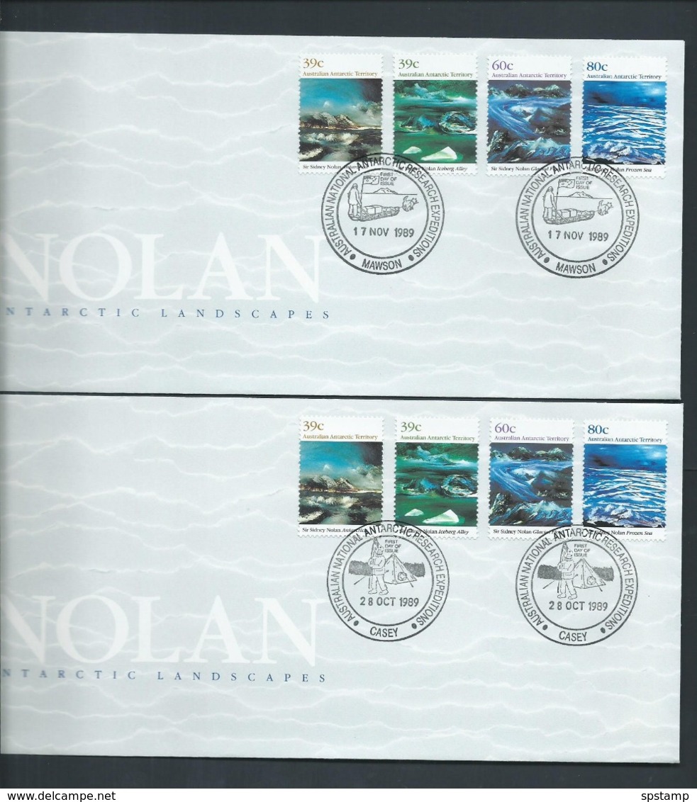 Australian Antarctic Territory 1989 Nolan Landscapes Set 4 On 4 Base FDC Set Official Unaddressed - FDC