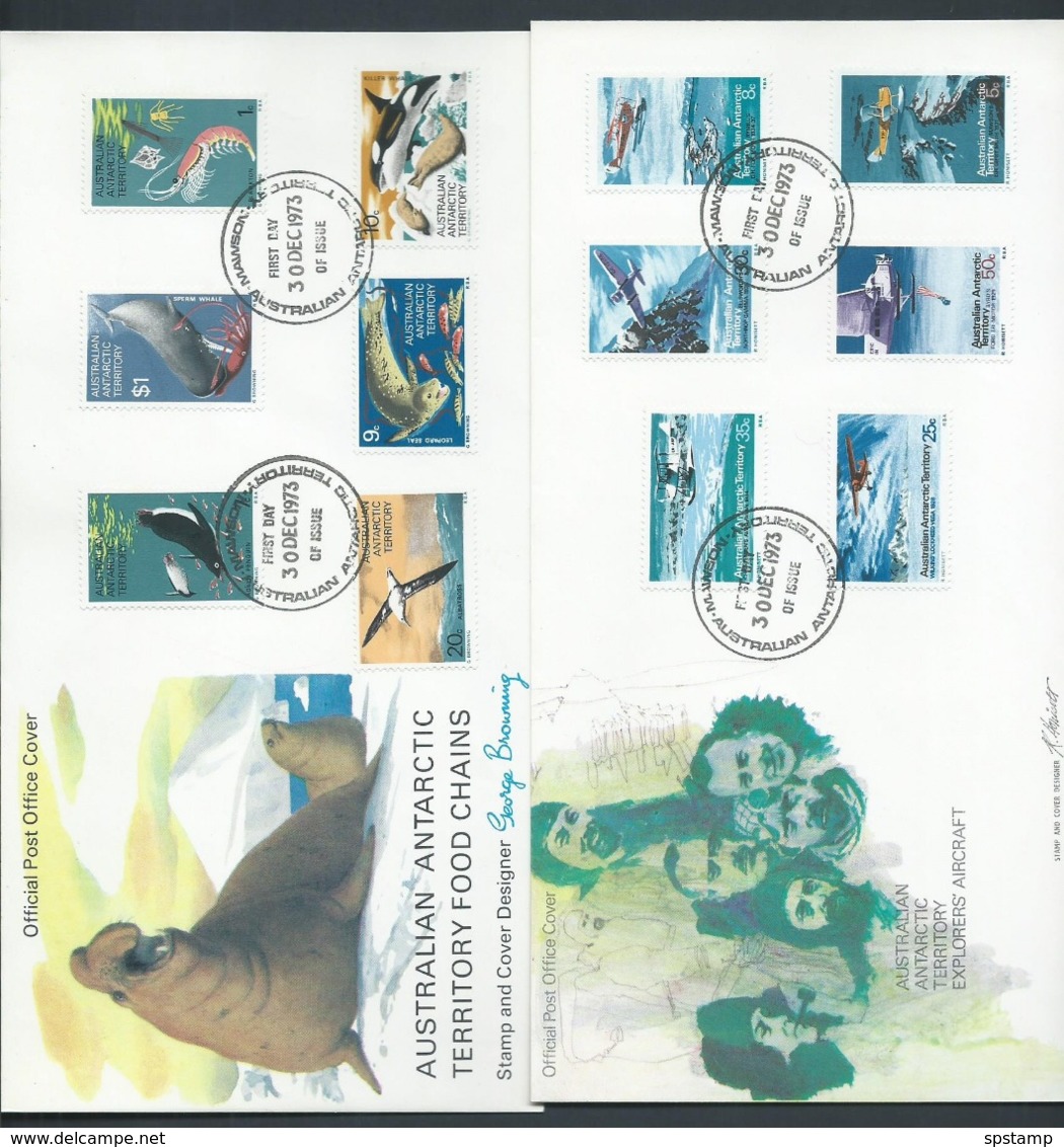 Australian Antarctic Territory 1973 Definitives Set 12 All Base Set Of 8 FDC 's Fine Official Unaddressed - FDC