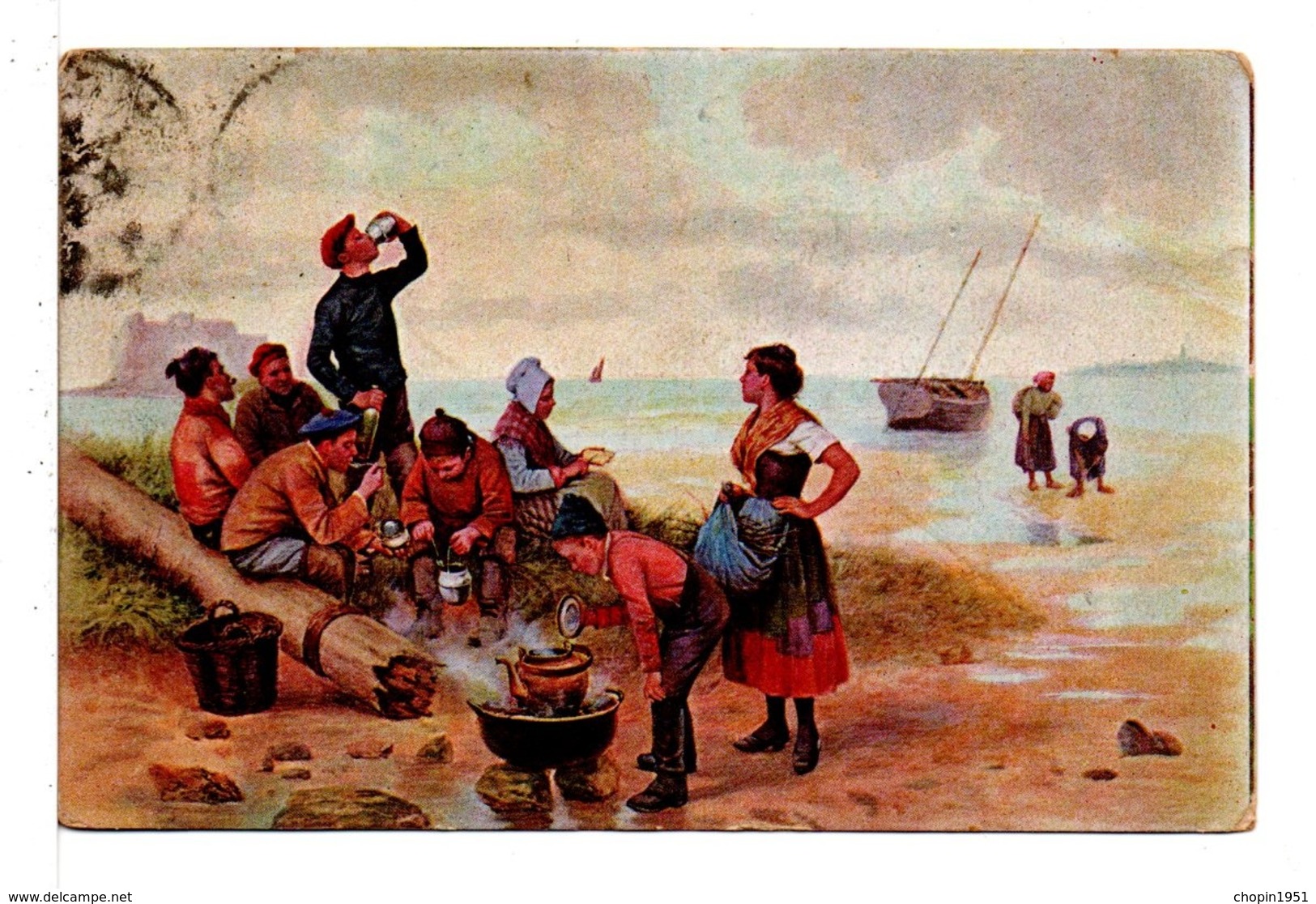 CPA - FRANCE - CACHET : VIEUX CONDÉ (NORD) Sur Carte Postale Repas Des Marins - 1877-1920: Semi Modern Period