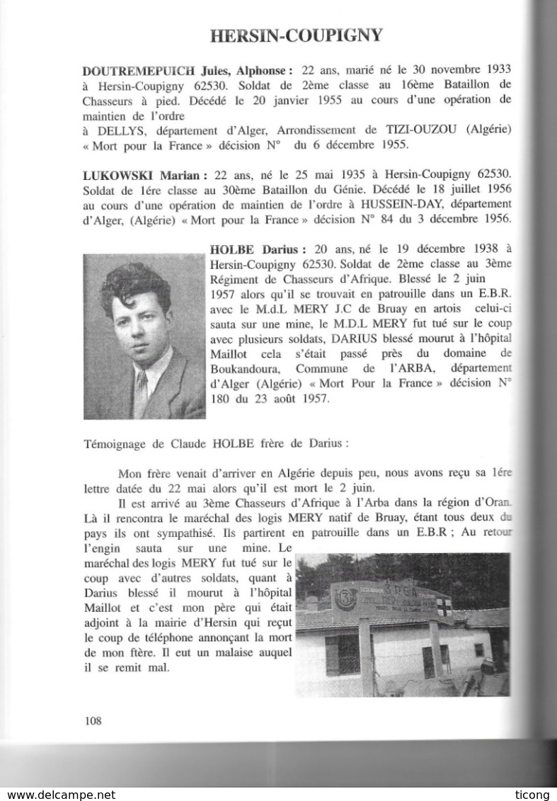 MILITARIA LES HEROS DE L OUBLI, HONNEUR AU SOLDATS TOMBES AU CHAMP D HONNEUR 1952 1962 PAS DE CALAIS, VOIR DETAIL