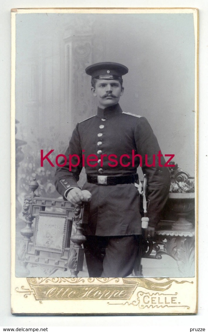 CDV Photo Militär, Soldat, 2. Hannoversches Infanterie-Regiment Nr. 77, Celle 1895, Atelier Otto Hoppe - Identifizierten Personen