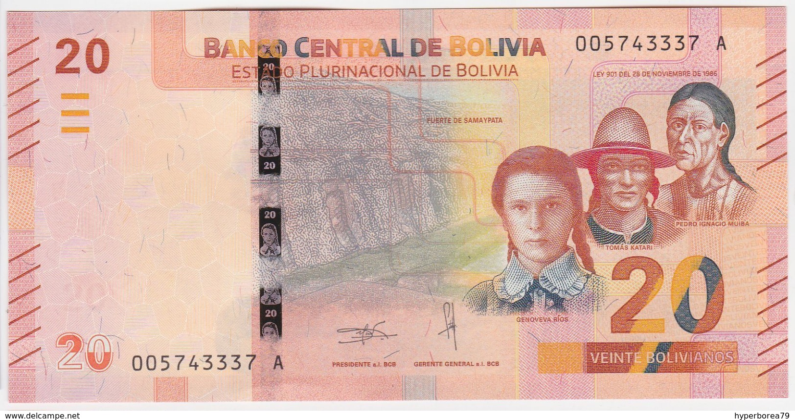 Bolivia NEW - 20 Bolivianos 2018 - UNC - Bolivia