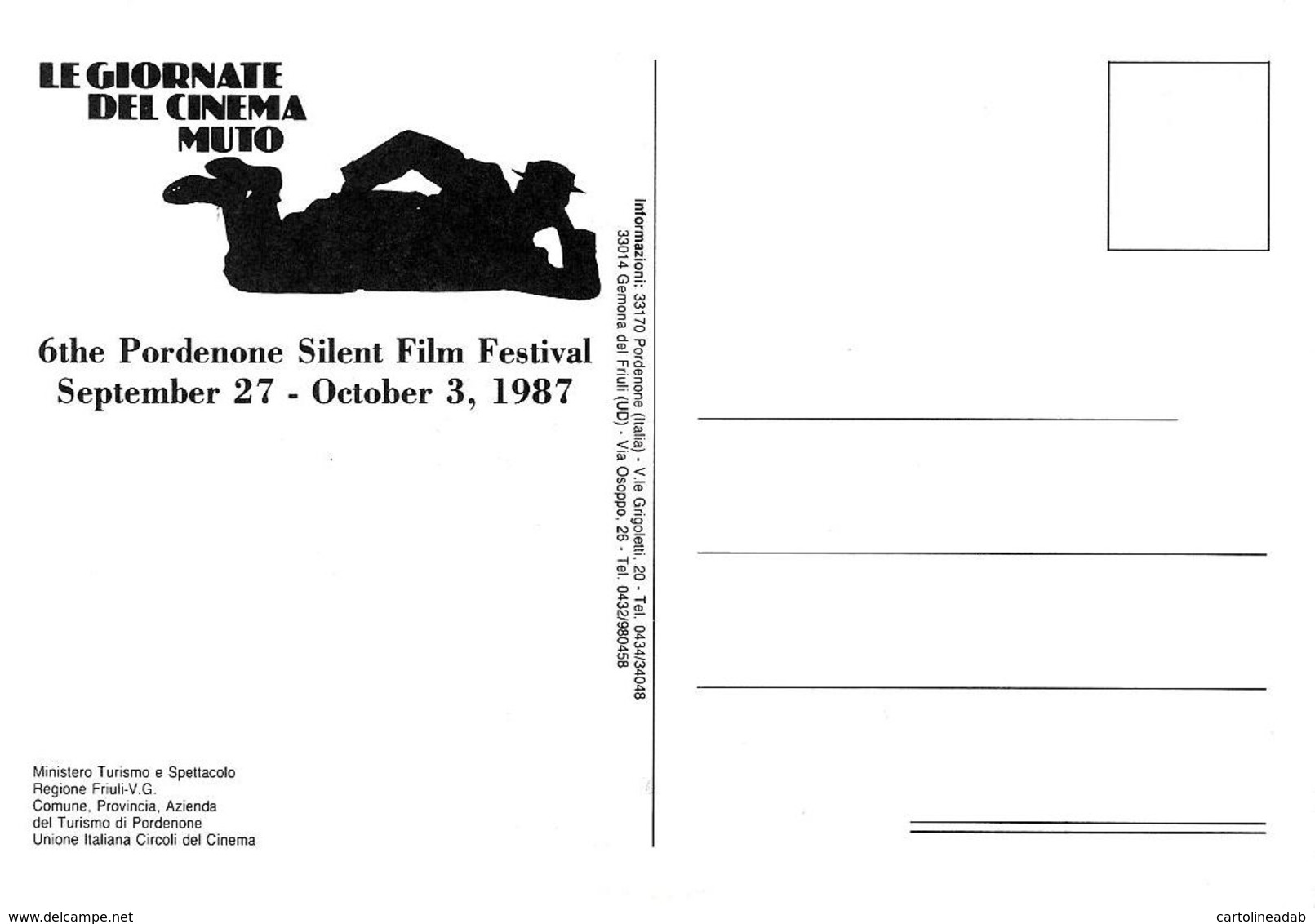 [MD4034] CPM - CINEMA - LE GIORNATE DEL CINEMA MUTO - PORDENONE 1987 - PERFETTA - NV - Altri & Non Classificati