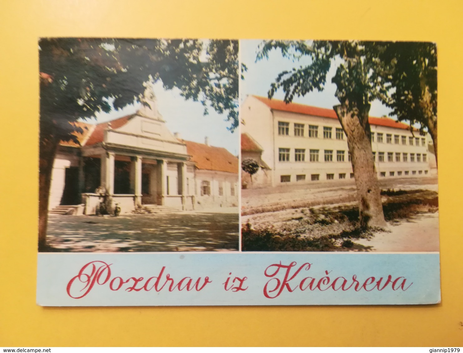 CARTOLINA POSTCARD JUGOSLAVIA YUGOSLAVIA 1965 POZDRAW IZ KACAREVA BOLLO BUILDINGS OBLITERE ANNULLO - Jugoslavia