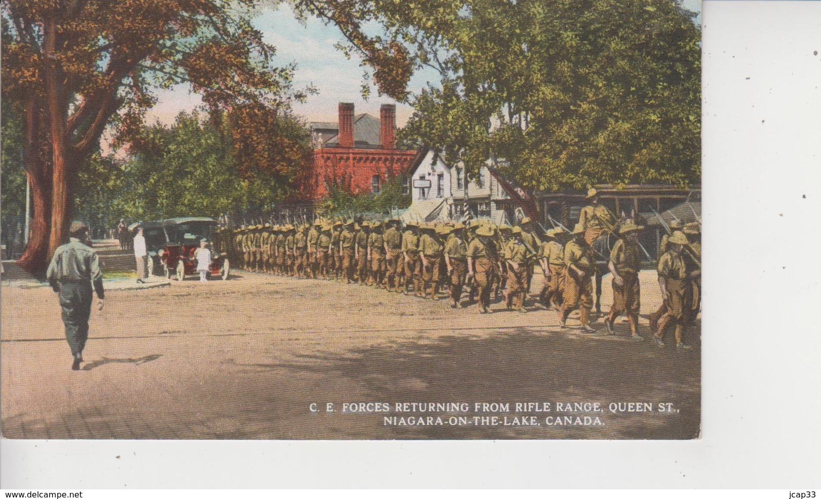 NIAGARA ON THE LAKE  -  C.E. FORCES RETURNING FROM RIFLE RANGE, QUEEN ST.  - - Niagara Falls