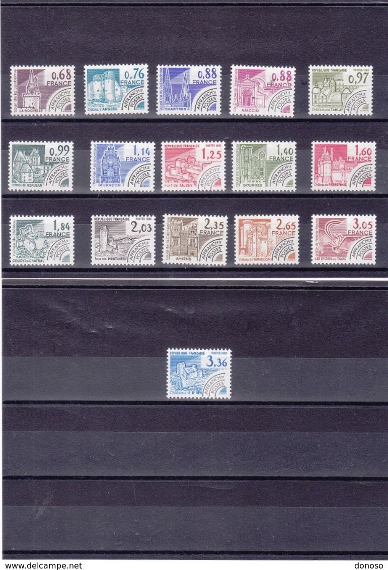 FRANCE 1979-1982 MONUMENTS HISTORIQUES Préoblitérés Yvert 162-177 NEUFS** MNH Cote : 14 Euros - 1964-1988