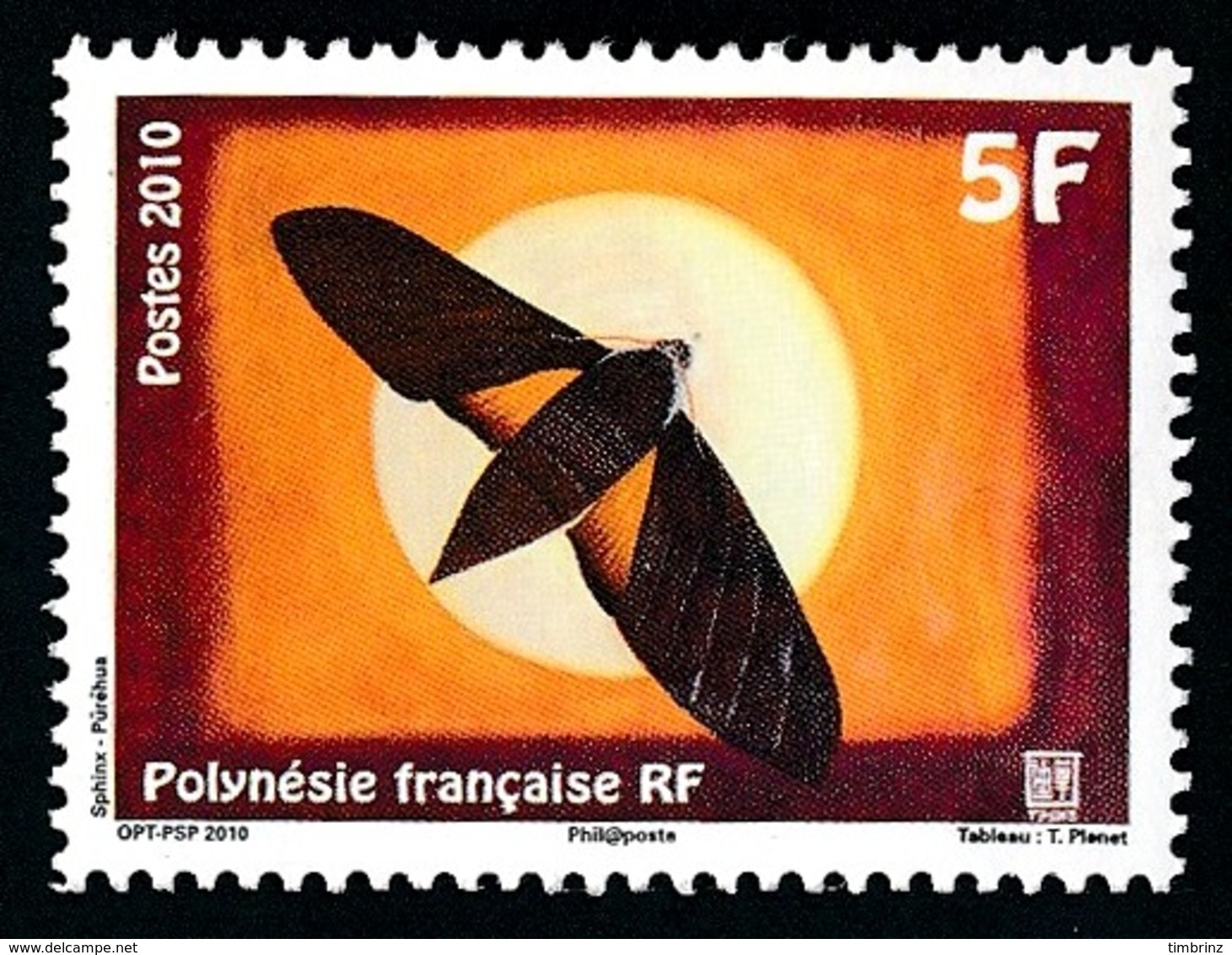 POLYNESIE 2010 - Yv. 930 **  - Papillon Sphinx Purehua  ..Réf.POL24885 - Nuovi