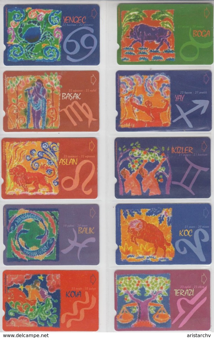 TURKEY 2002 ZODIAC HOROSCOPE FULL SET OF 12 PHONE CARDS - Zodiaque