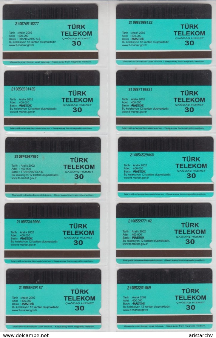TURKEY 2002 ZODIAC HOROSCOPE FULL SET OF 12 PHONE CARDS - Zodiac