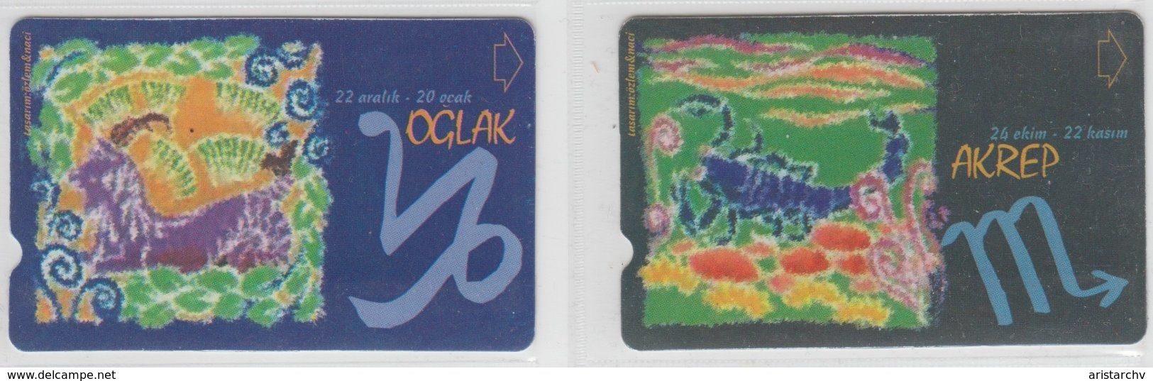 TURKEY 2002 ZODIAC HOROSCOPE FULL SET OF 12 PHONE CARDS - Zodiaque