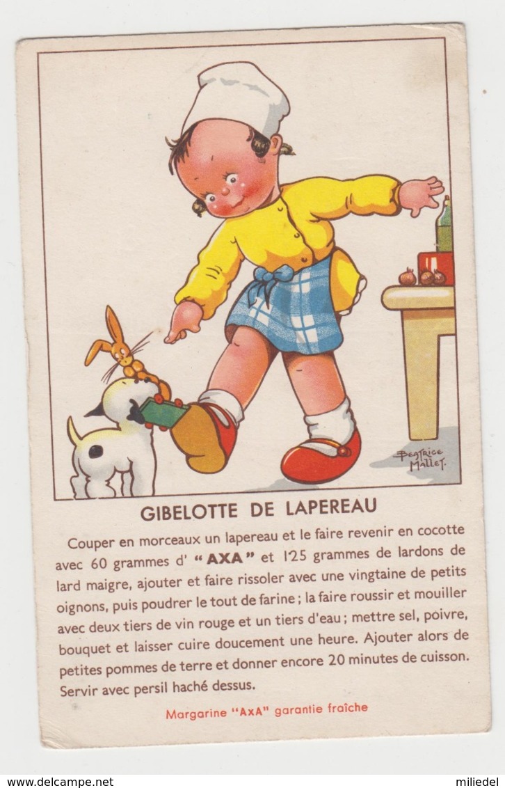 AC141 - Illustration Signée MALLET - Recette - Gibelotte De Lapereau  - Publicité Margarine Axa - Publicidad