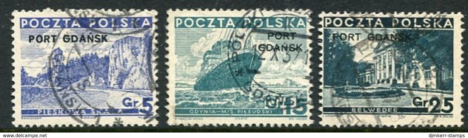 PORT GDANSK 1936 Overprint On Views Definitives Used,  Michel 29-31 - Occupazioni