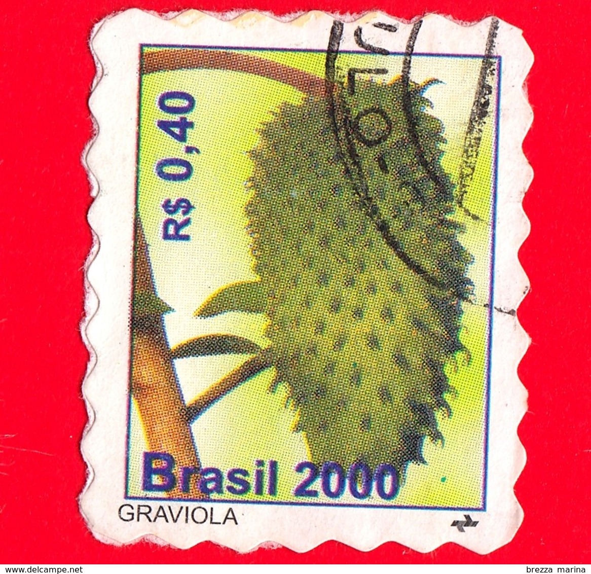 BRASILE - Usato -  2000 - Frutta - Graviola - 0.40 - Gebruikt