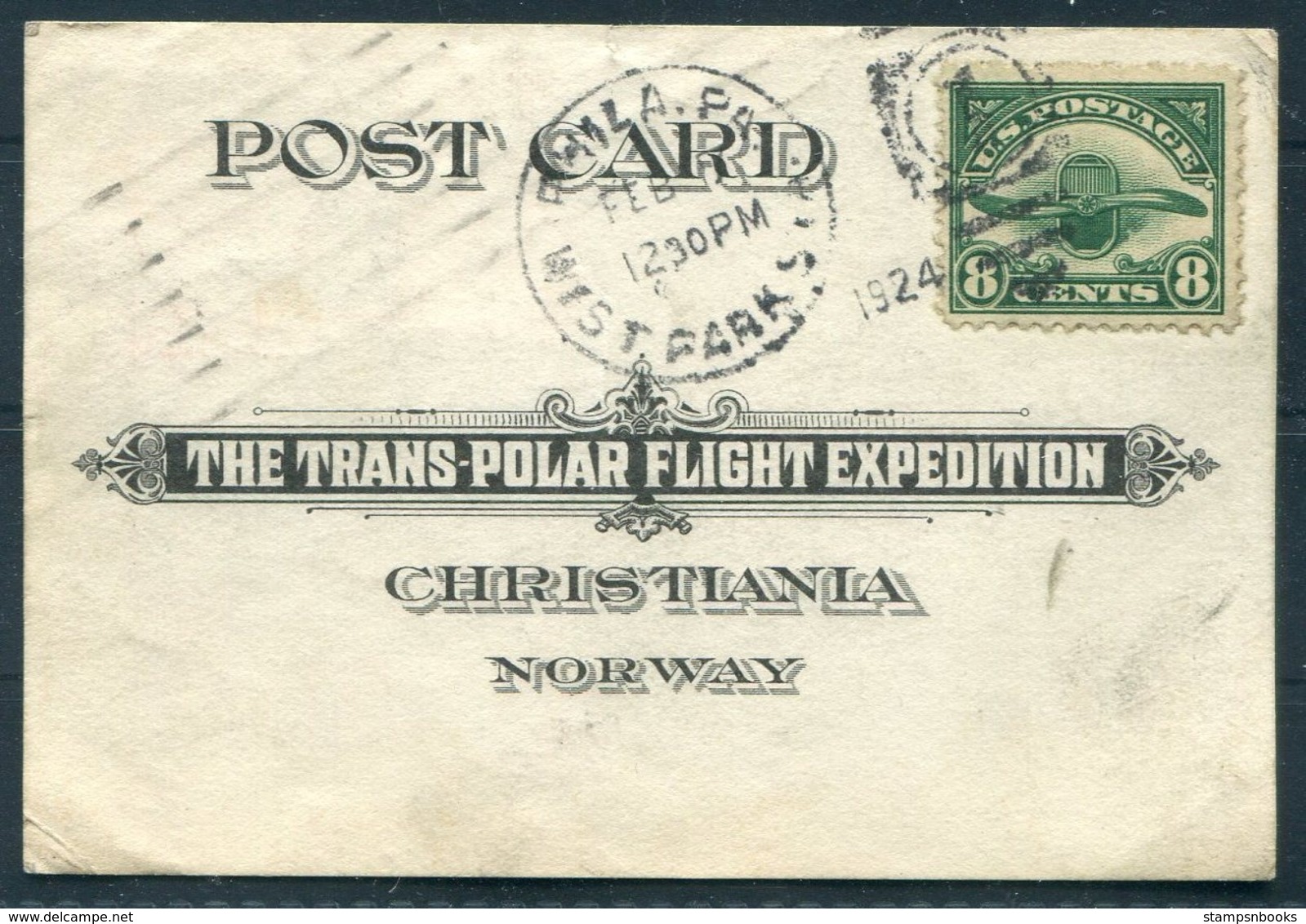 1924 Norway, USA, Kings Bay, The Trans-Polar Flight Expedition Postcard - Covers & Documents