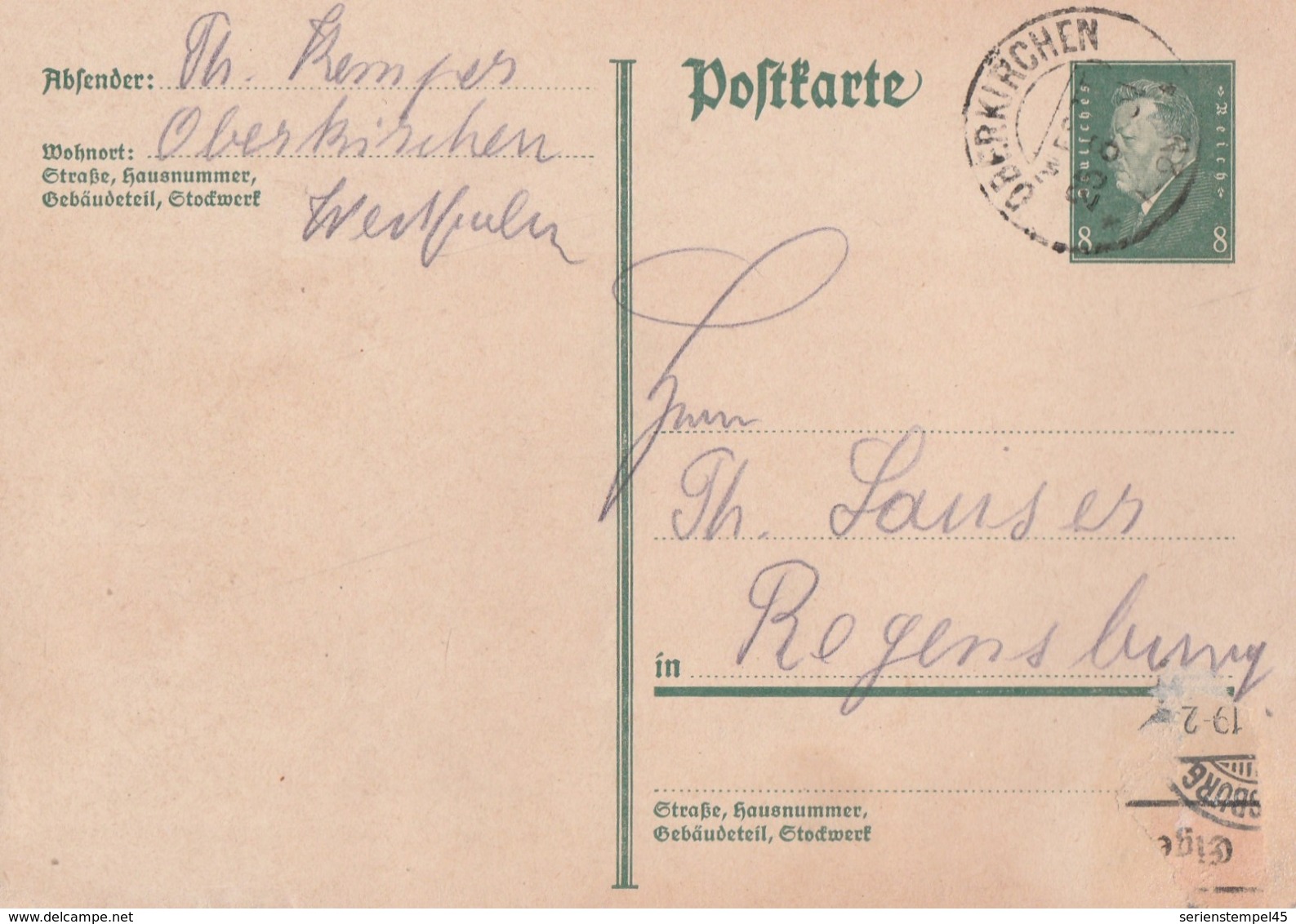 Deutsches Reich Karte Mit Tagesstempel Oberkirchen Westfalen 1931 Stadt Schmallenberg LK Hochsauerland Kreis KOS Stempel - Lettres & Documents