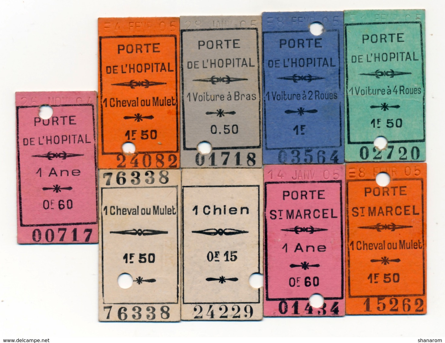 1904/05 // PARIS // 1 Ane/1 Voiture à Bras/1 Cheval Ou Mulet Etc. // 9 TICKETS - Notgeld