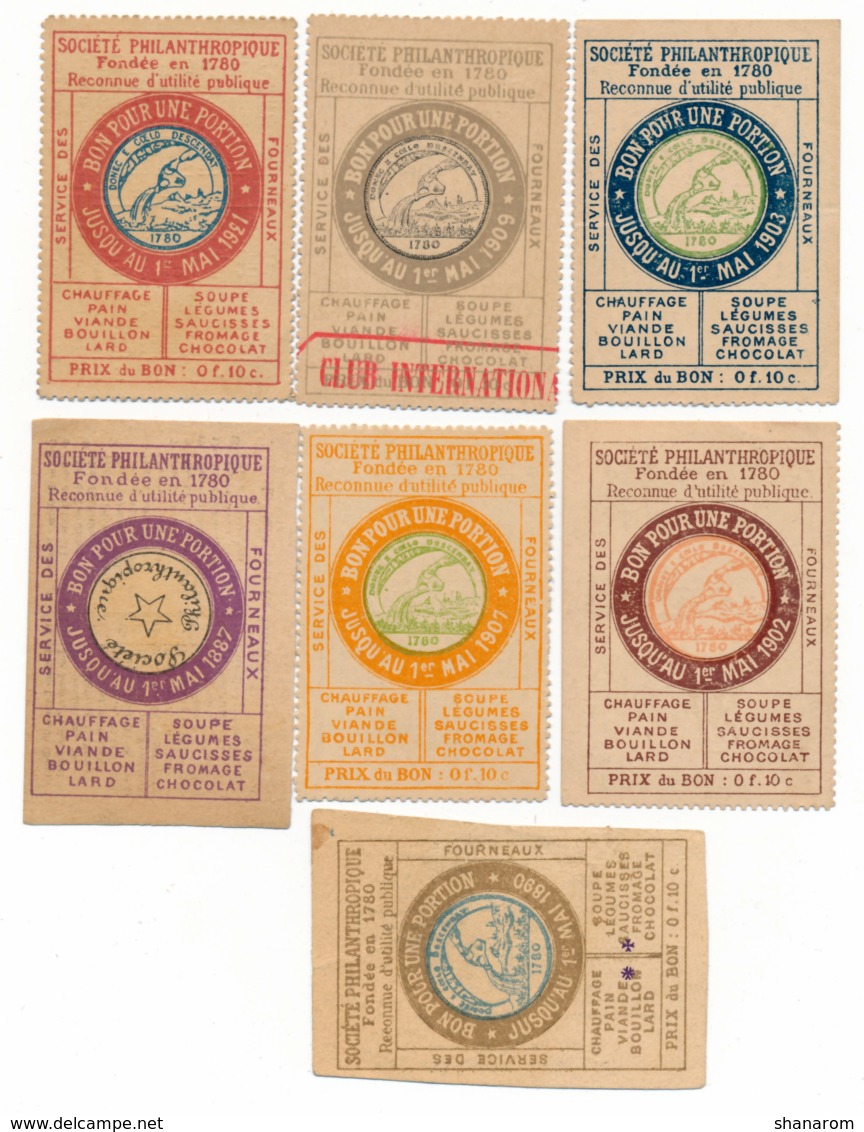 1887-1909 // PARIS // SOCIETE PHILANTHROPIQUE // 7 Bons - Notgeld