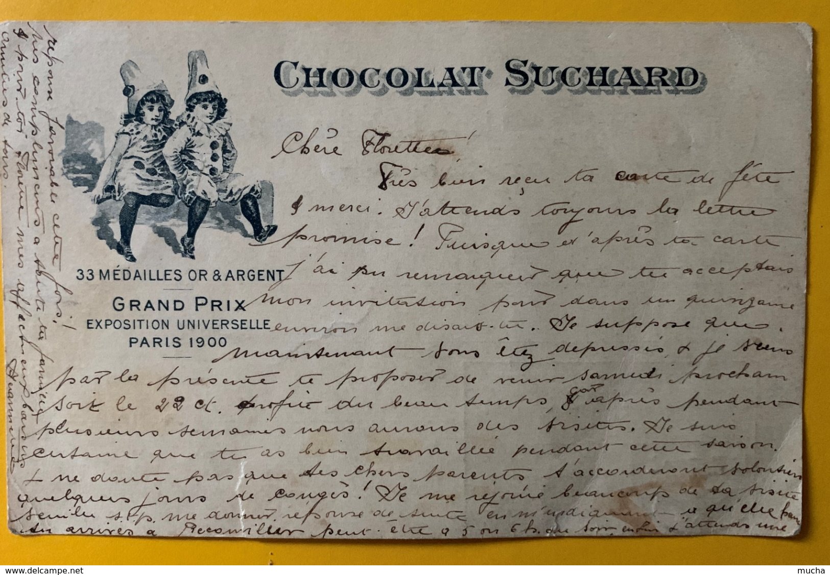 9221 - Chocolat Suchard Enfants Reconvillier 18.06.1907 Pour Payerne   !!! Déchirure Bord Inférieur - Entiers Postaux