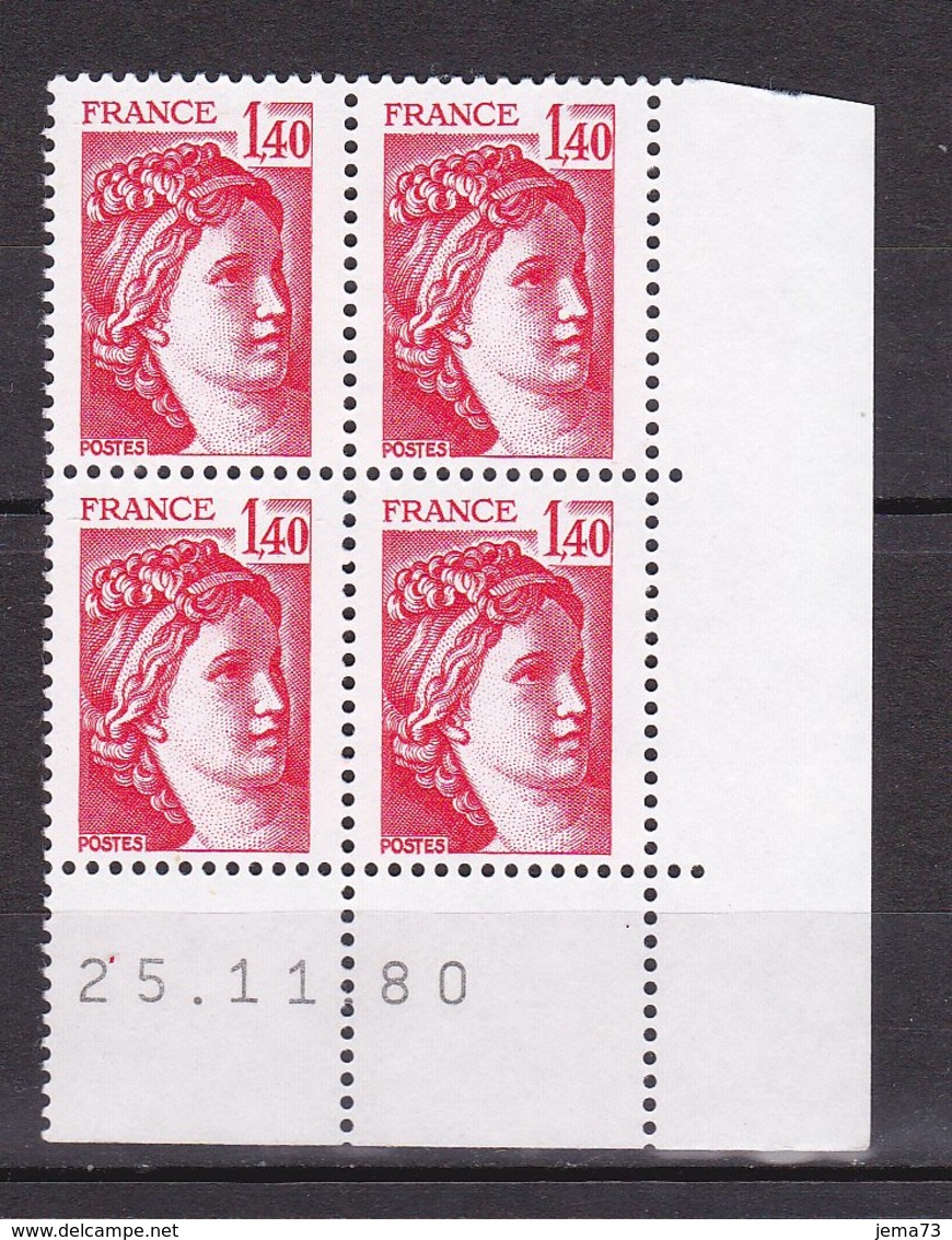 N° 2102 Type Sabine Un Bloc De 4 Timbres Neuf Impeccable Coins Datés 25.11.80 - 1980-1989