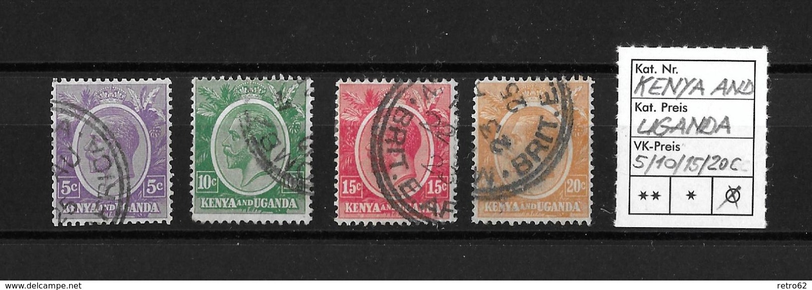 1925 KENYA AND UGANDA Four Interesting Stamps, 5,10,15,20C - Kenya & Oeganda