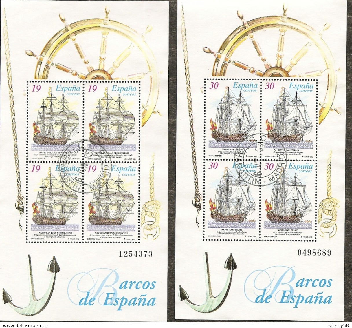 1995-ED. 3352 Y 3353 H.B.-BARCOS-USADO- - Oblitérés