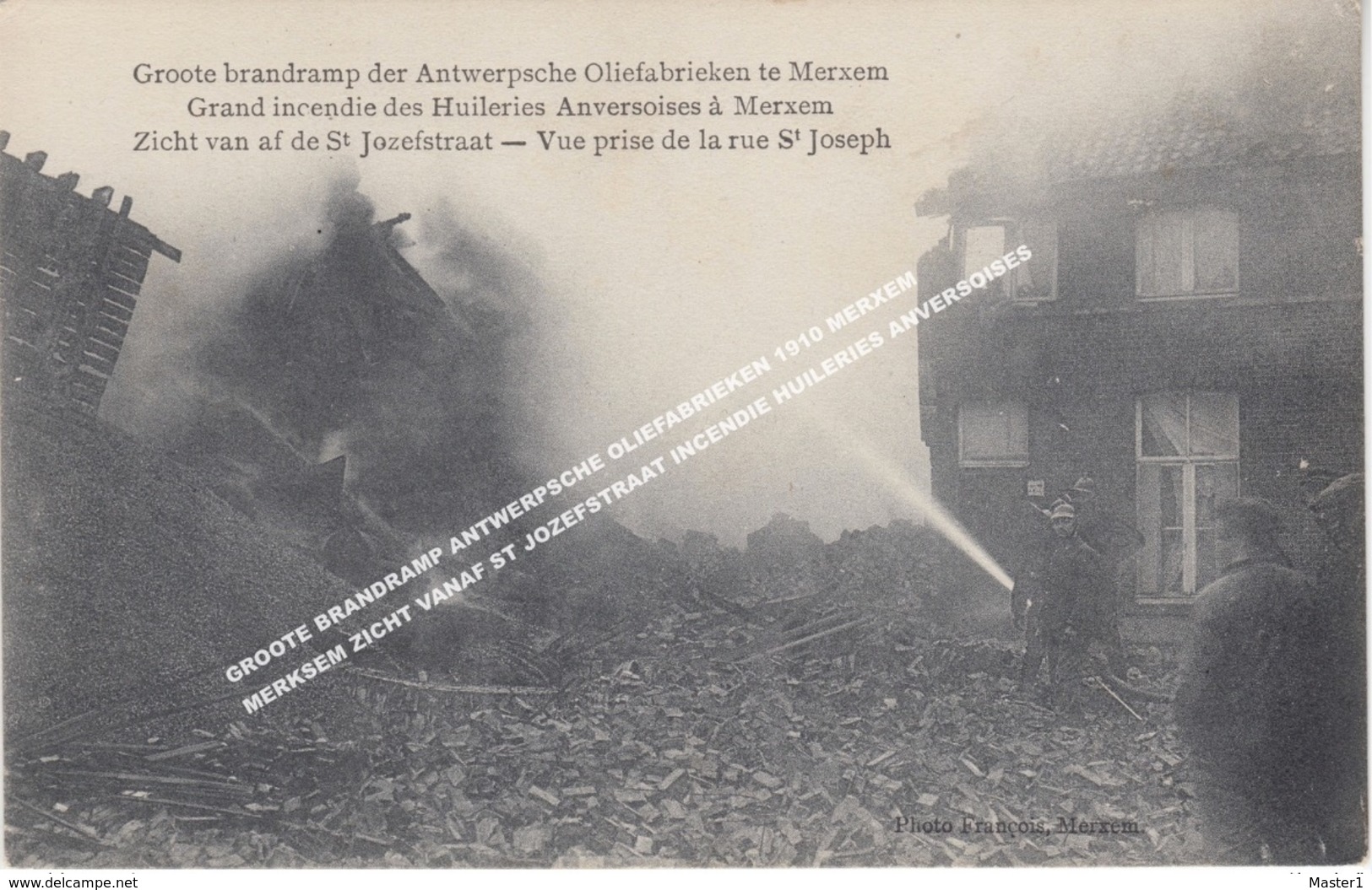 GROOTE BRANDRAMP ANTWERPSCHE OLIEFABRIEKEN 1910 MERXEM MERKSEM ZICHT VANAF ST JOZEFSTRAAT INCENDIE HUILERIES ANVERSOISES - Antwerpen