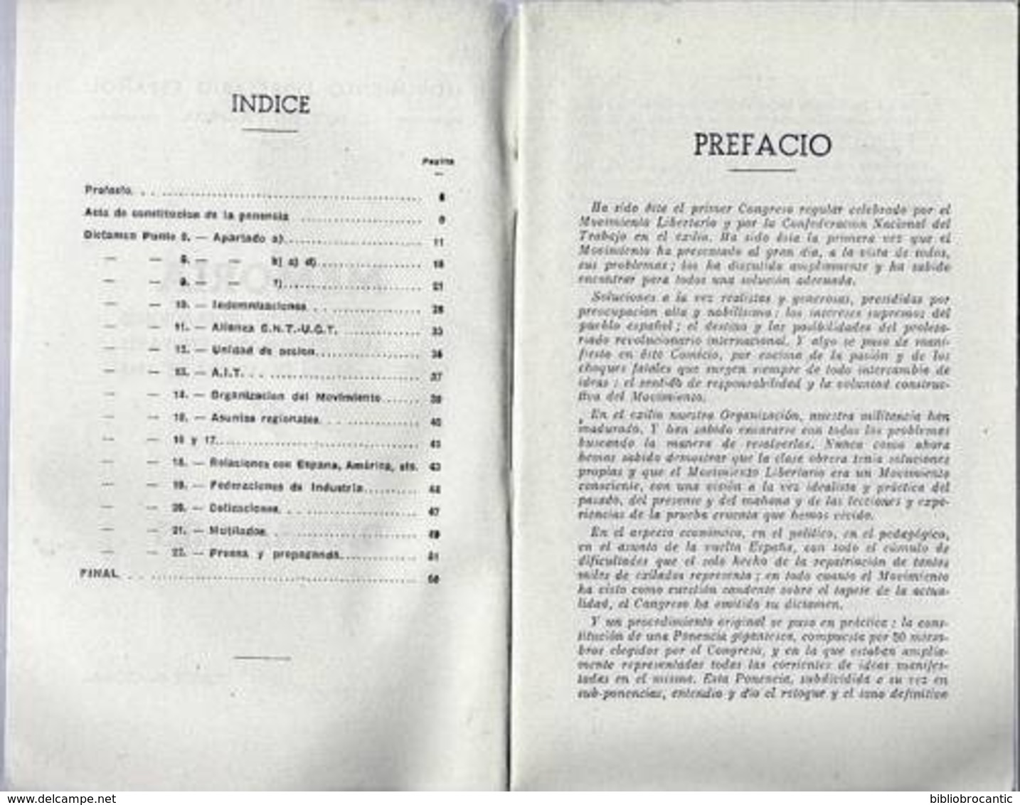 MEMORIA DEL CONGRESO DE FEDERACIONES LOCALES CELEBRADO EN PARIS 1/al/12 MAYO 1945 - DICTAMENES - Culture