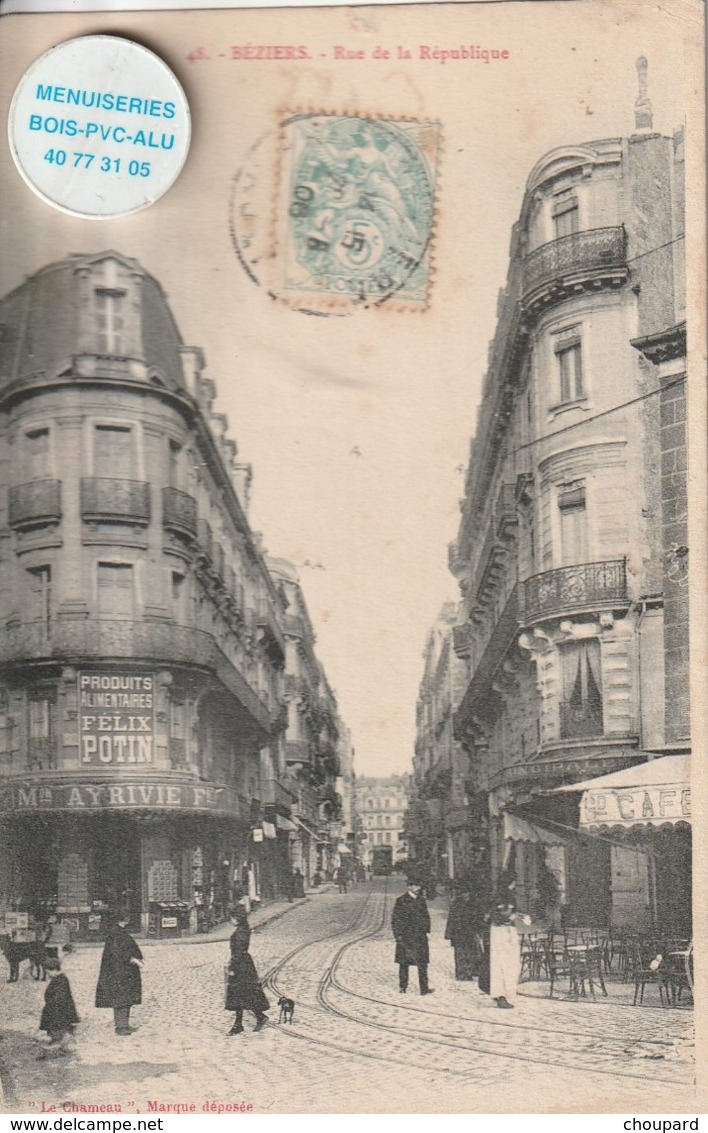 34 - Très Belle Carte Postale Ancienne  De  BEZIERS  Rue De La République - Beziers