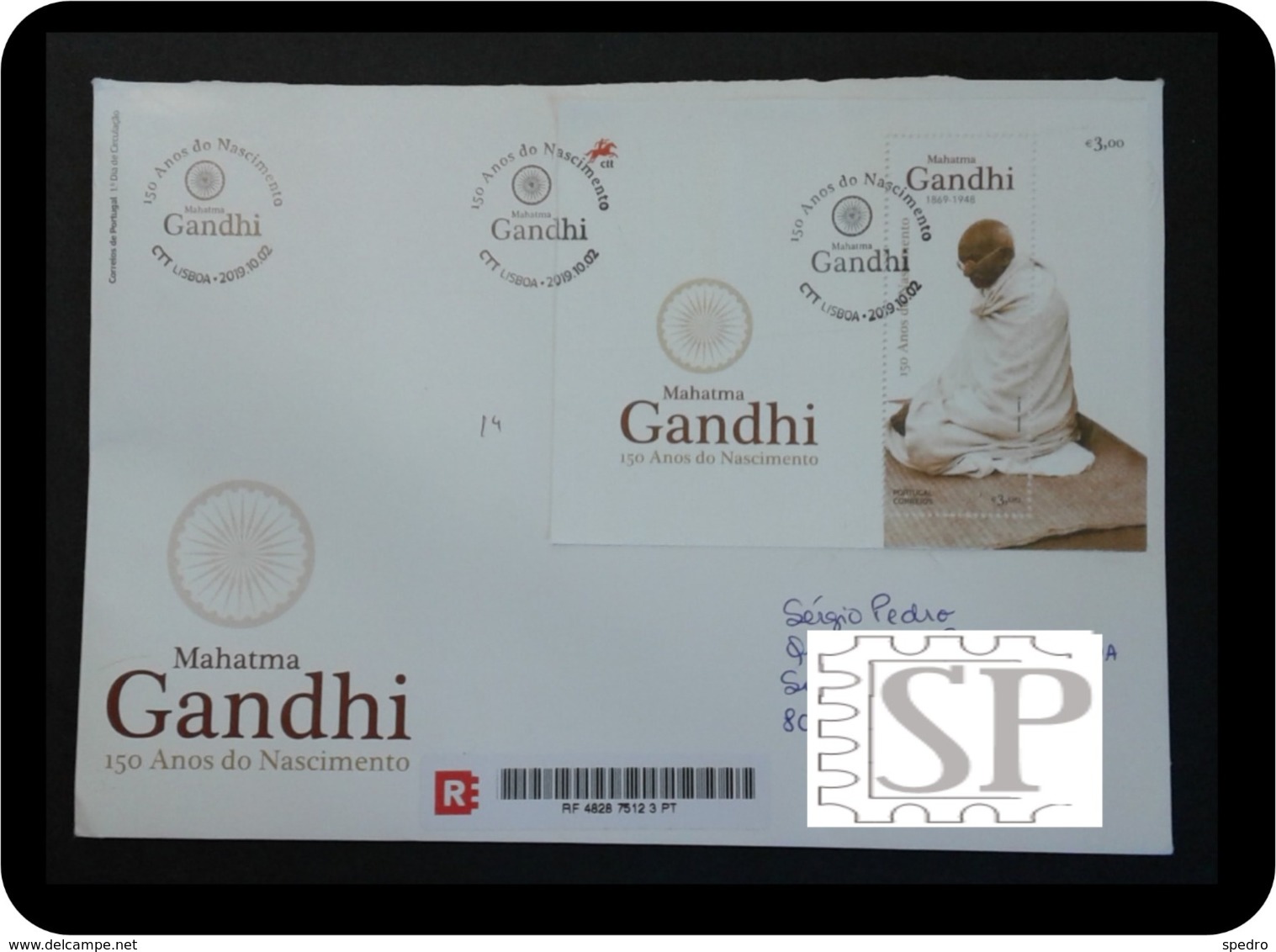 Portugal 2019 Mini Feuille FDCB 150 Anos Mahatma Gandhi Timbre Khadi Tissu Fabriqué à Main Fibres Natural FDC Minisheet - Mahatma Gandhi