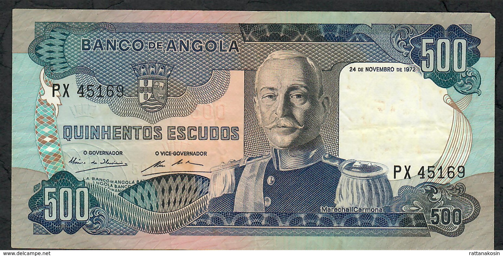 ANGOLA P102 500 ESCUDOS  24.11.1972 #PX    VF   NO P.h. - Angola