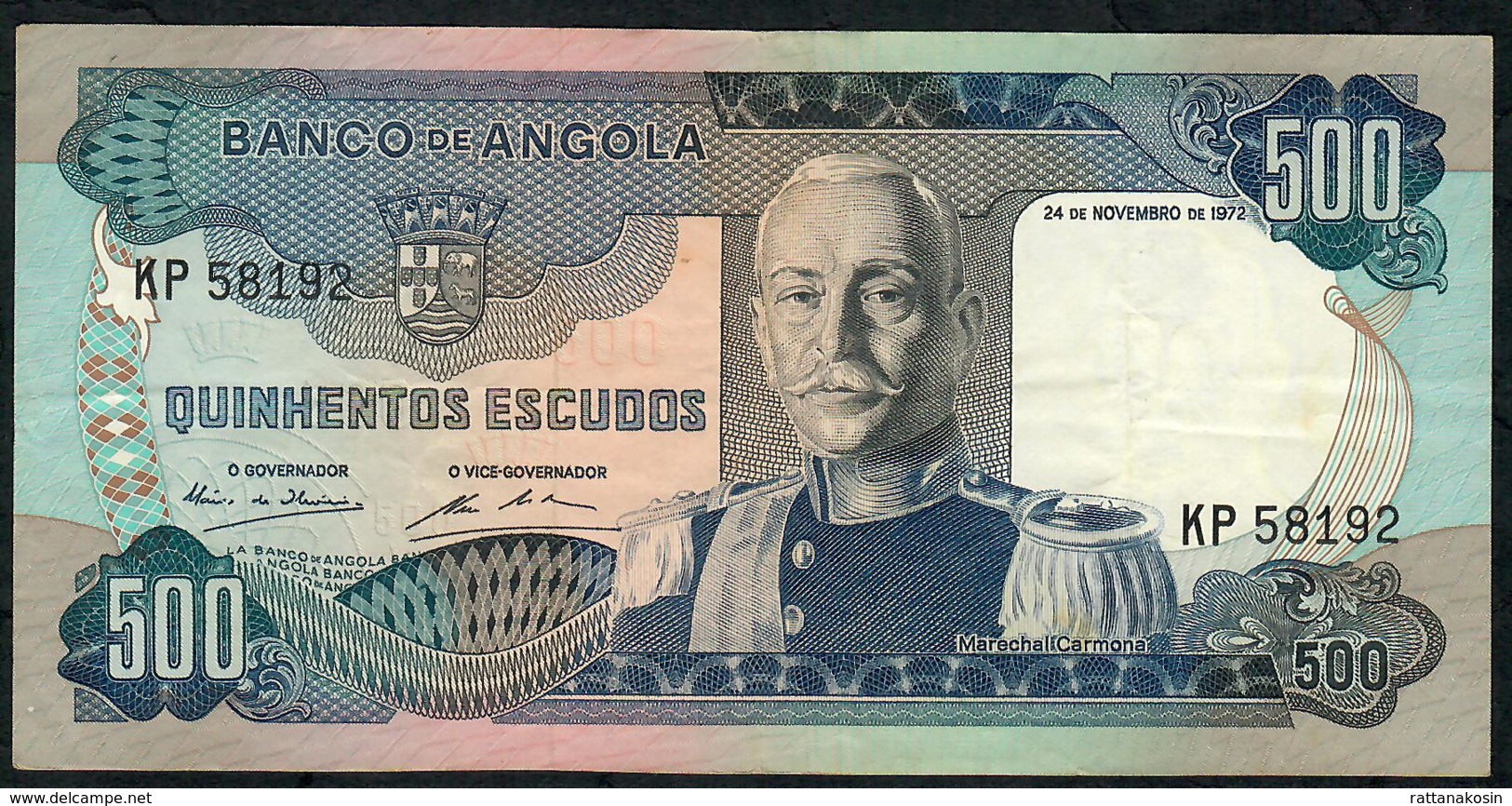 ANGOLA P102 500 ESCUDOS  24.11.1972 #KP    VF   NO P.h. - Angola