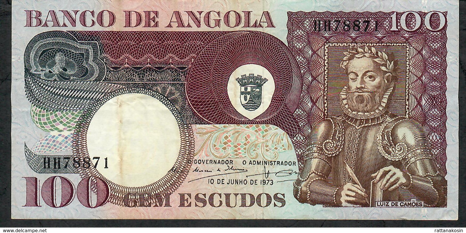 ANGOLA P106 100 ESCUDOS  10.6.1973  #HH     VF   NO P.h. - Angola