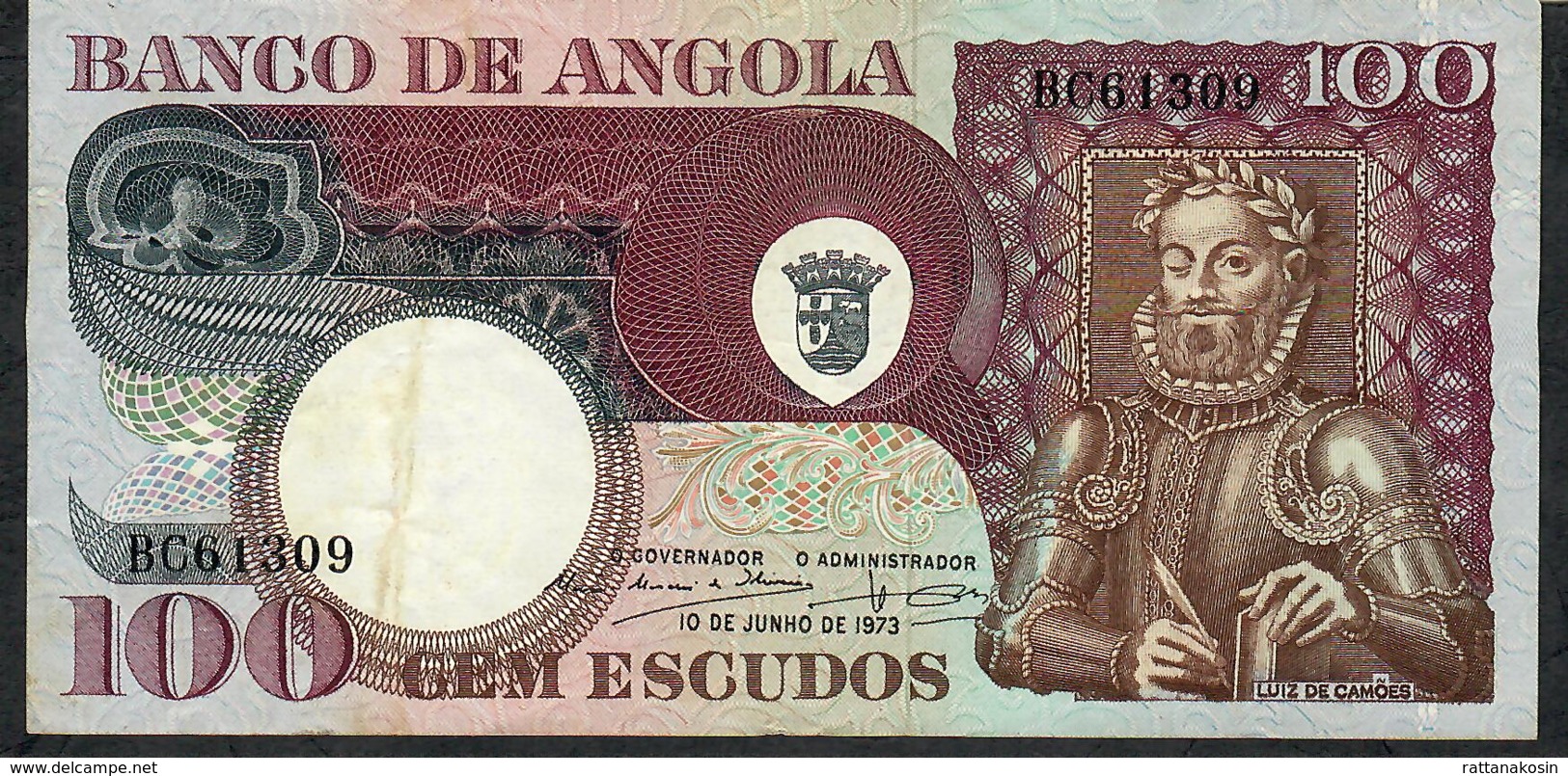 ANGOLA P106 100 ESCUDOS  10.6.1973  #BG    VF   NO P.h. - Angola