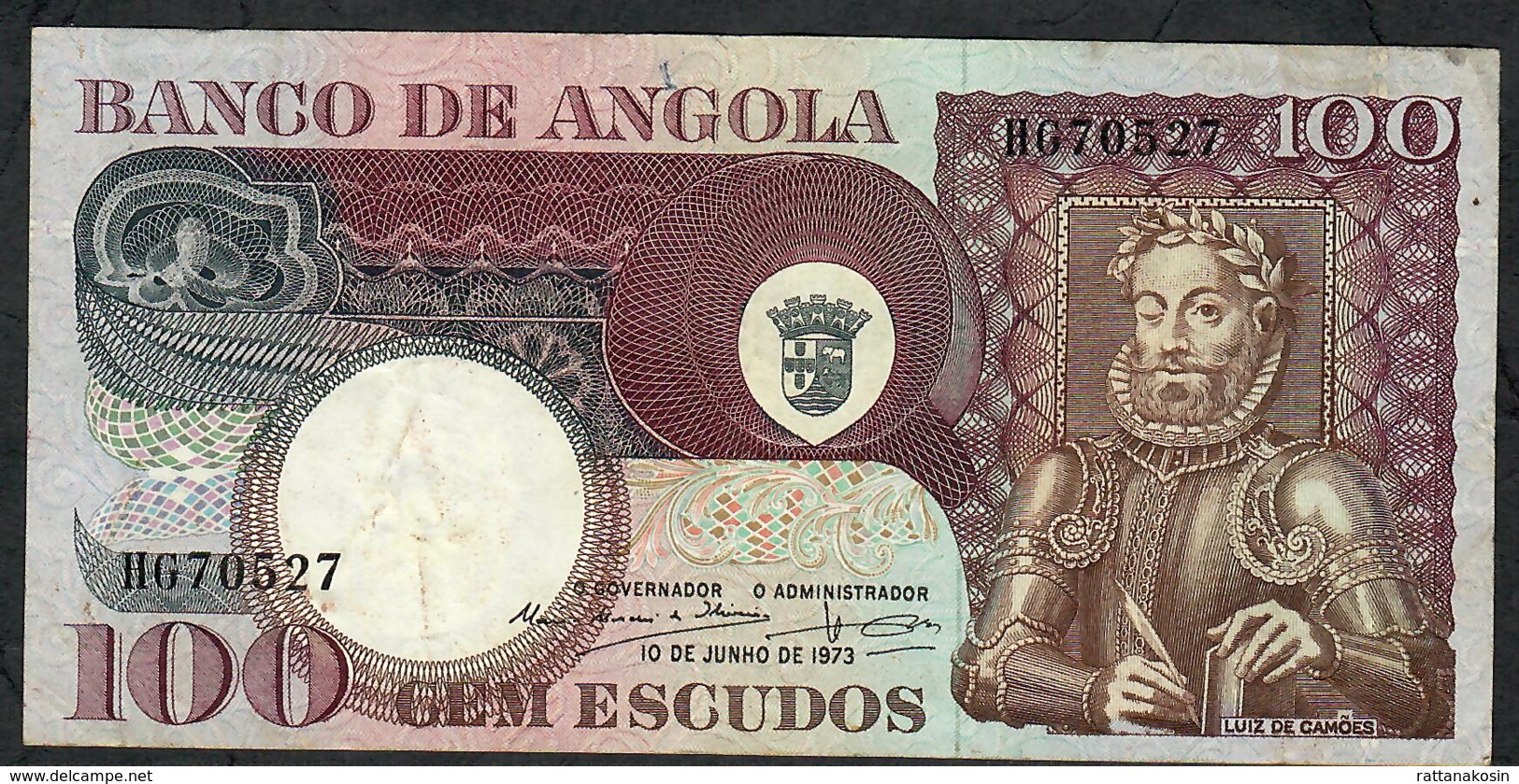 ANGOLA P106 100 ESCUDOS  10.6.1973  #HG    VF   NO P.h. - Angola