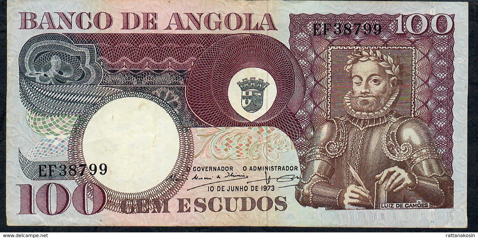 ANGOLA P106 100 ESCUDOS  10.6.1973  #EF    VF   NO P.h. - Angola