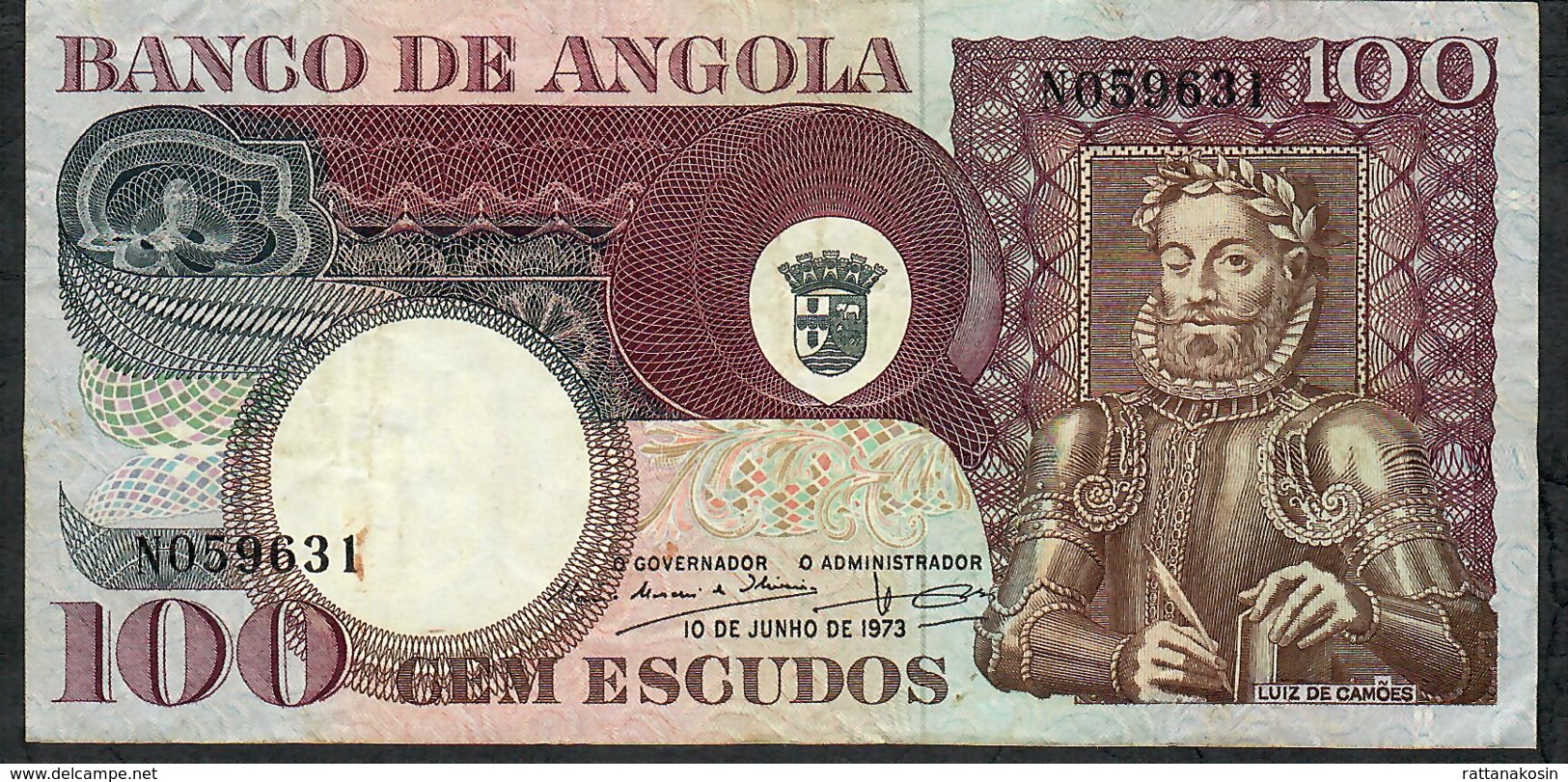 ANGOLA P106 100 ESCUDOS  10.6.1973  #NO    VF   NO P.h. - Angola