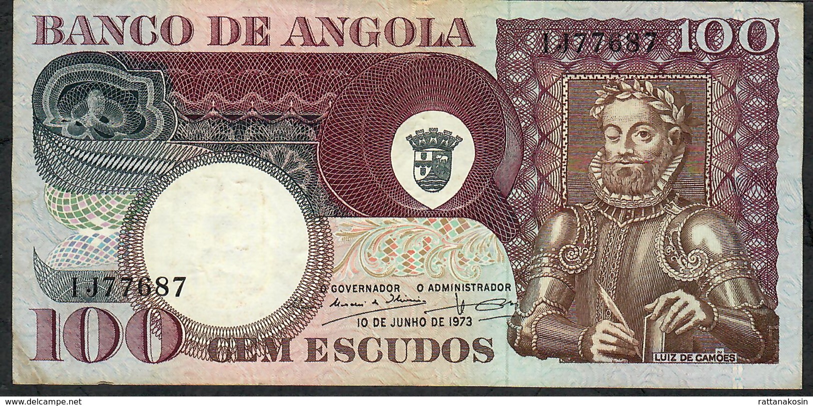 ANGOLA P106 100 ESCUDOS  10.6.1973  #IJ    VF   NO P.h. - Angola