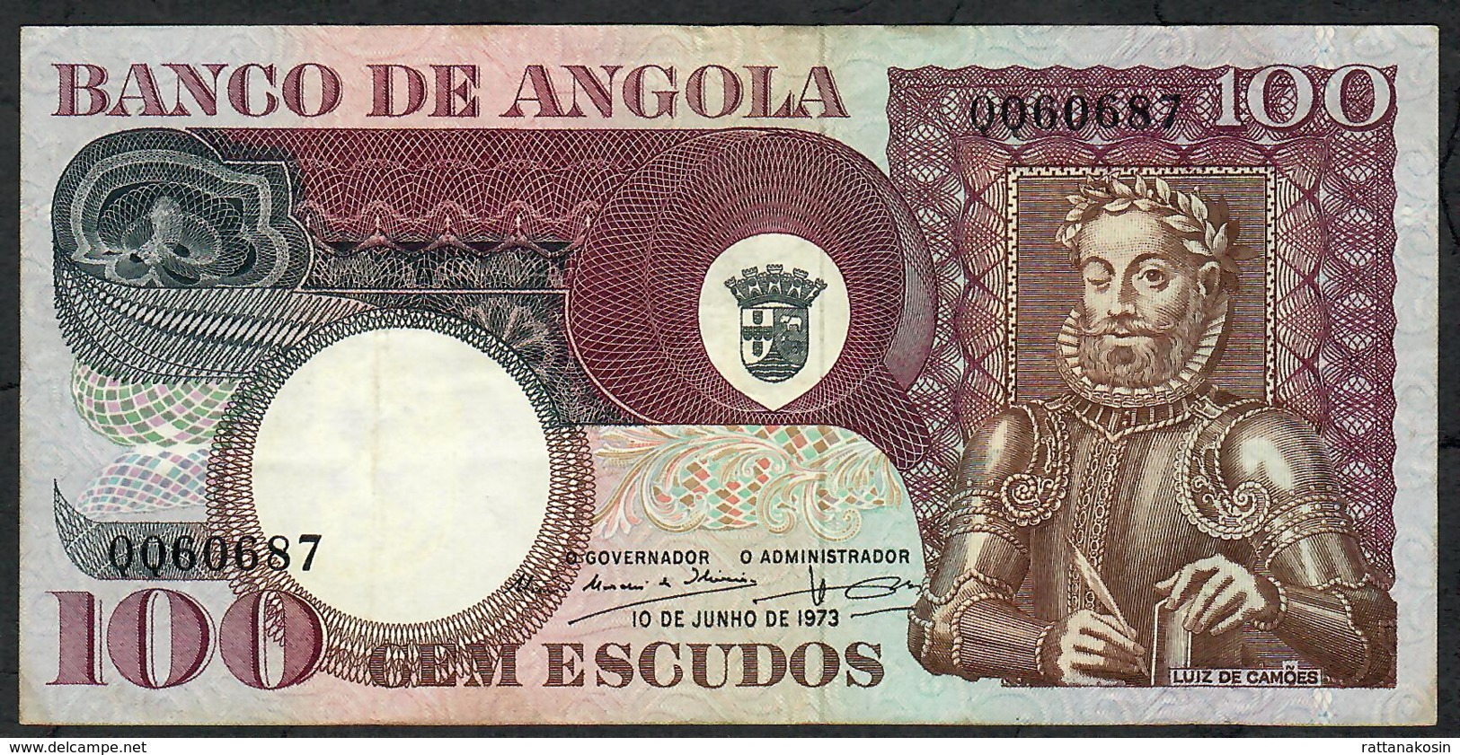 ANGOLA P106 100 ESCUDOS  10.6.1973  #QQ    VF   NO P.h. - Angola