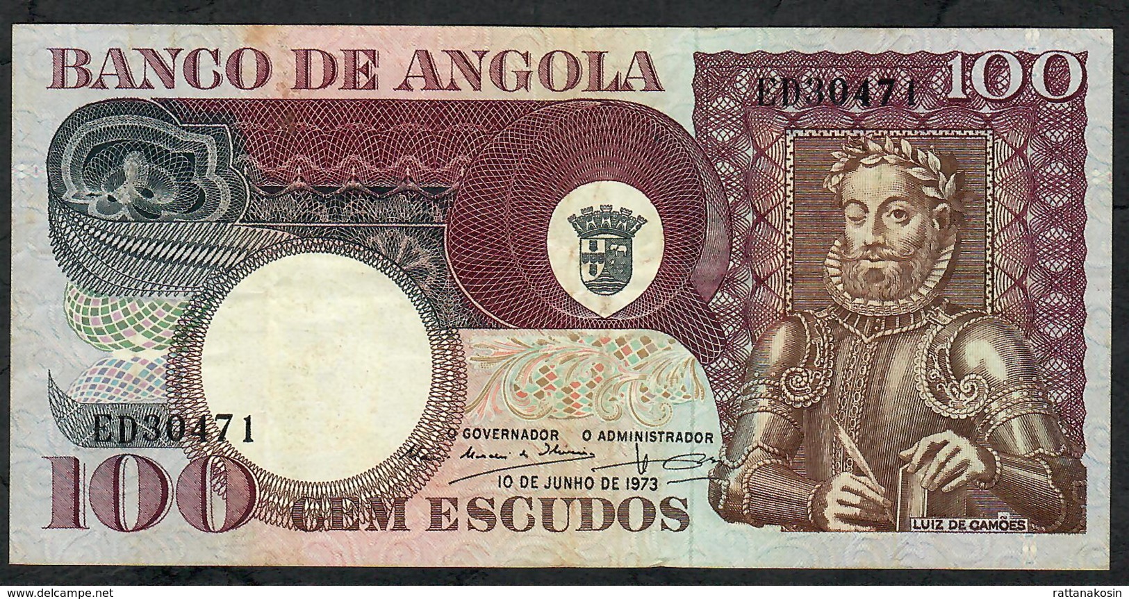 ANGOLA P106 100 ESCUDOS  10.6.1973  #ED    VF   NO P.h. - Angola