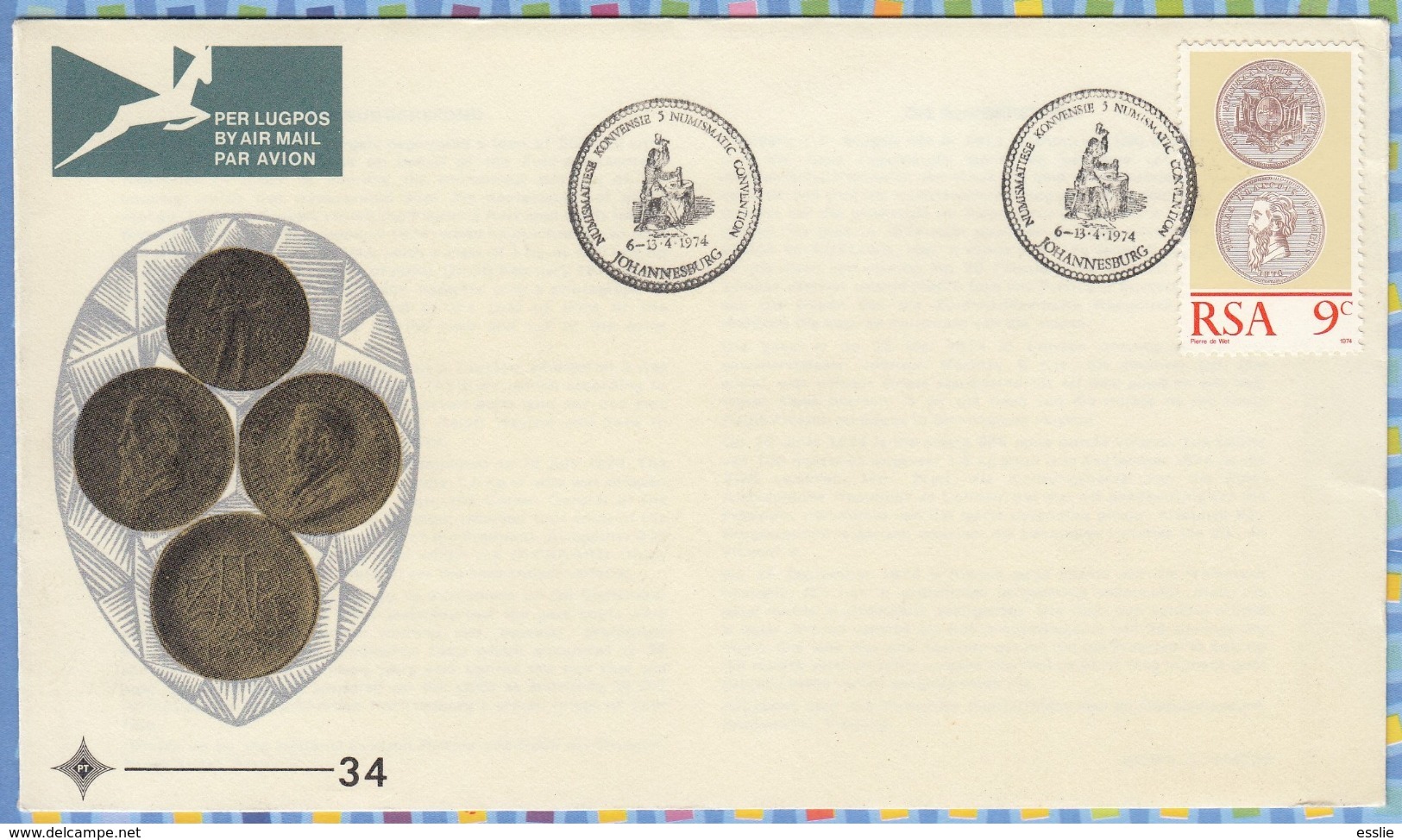 South Africa RSA FDC - 1974 - Numismatic Convention Money Coins Burgerspond - Münzen