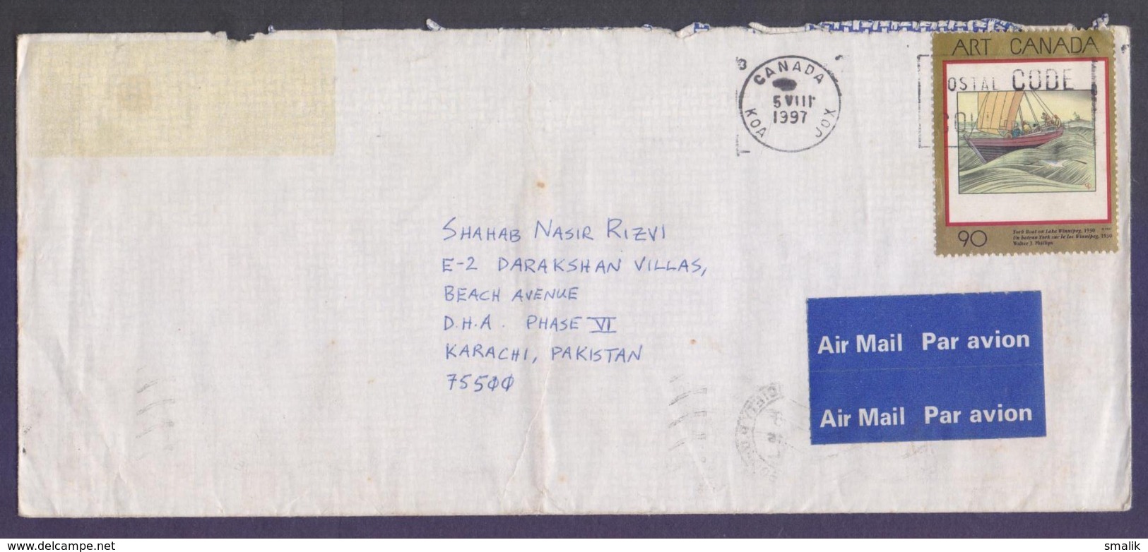 Art Ships, Postal History Cover From CANADA, Used 5.8.1997 - Moderni