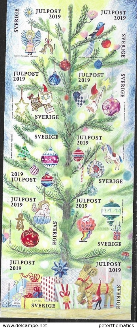 SWEDEN, 2019, MNH, CHRISTMAS, BIRDS, CATS, UNICORNS, CHRISTMAS DECORATIONS, BOOKLET - Christmas