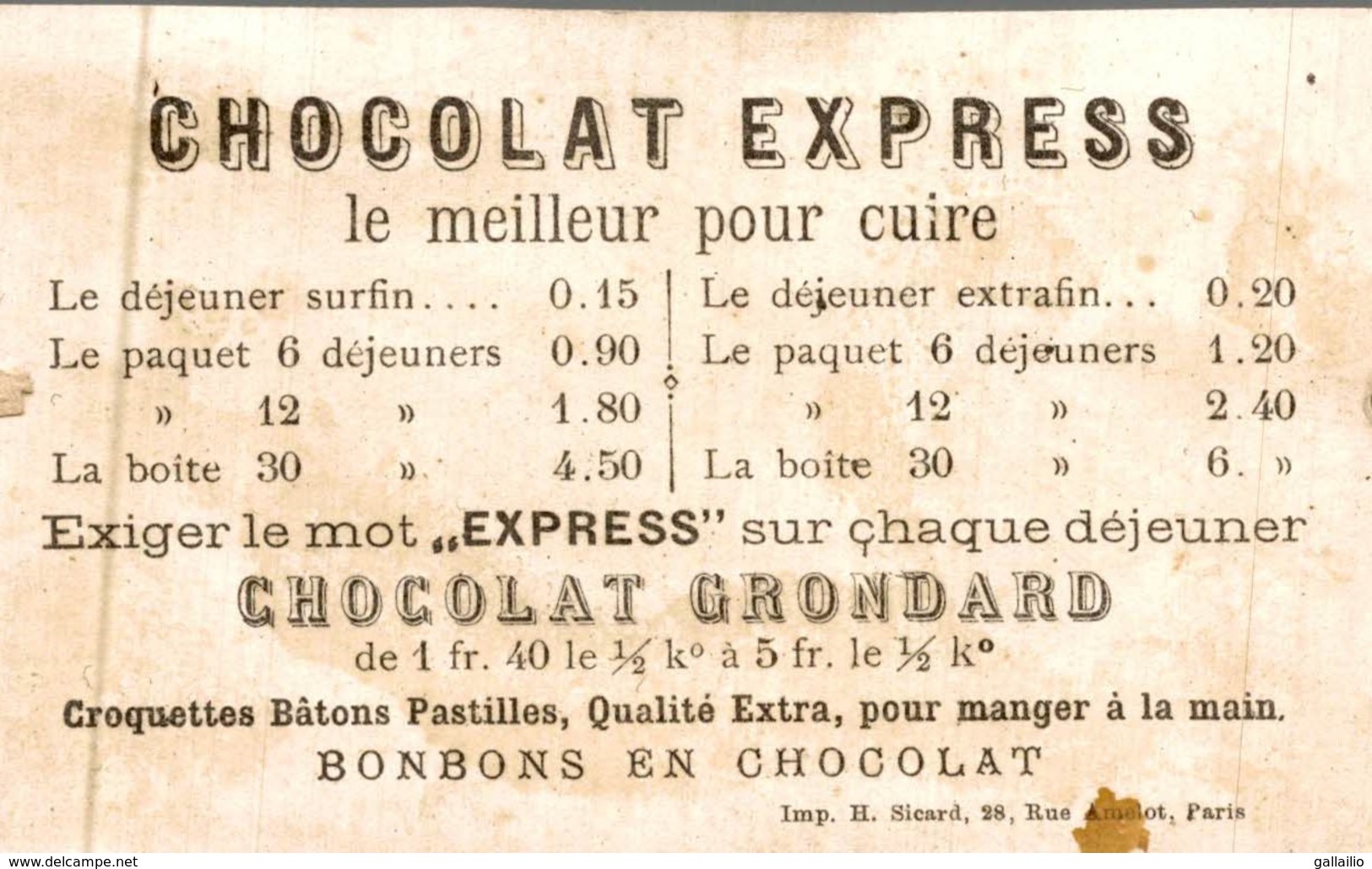 CHROMO CHOCOLAT GRONDARD INFANTERIE DE LIGNE 1791 - Otros & Sin Clasificación