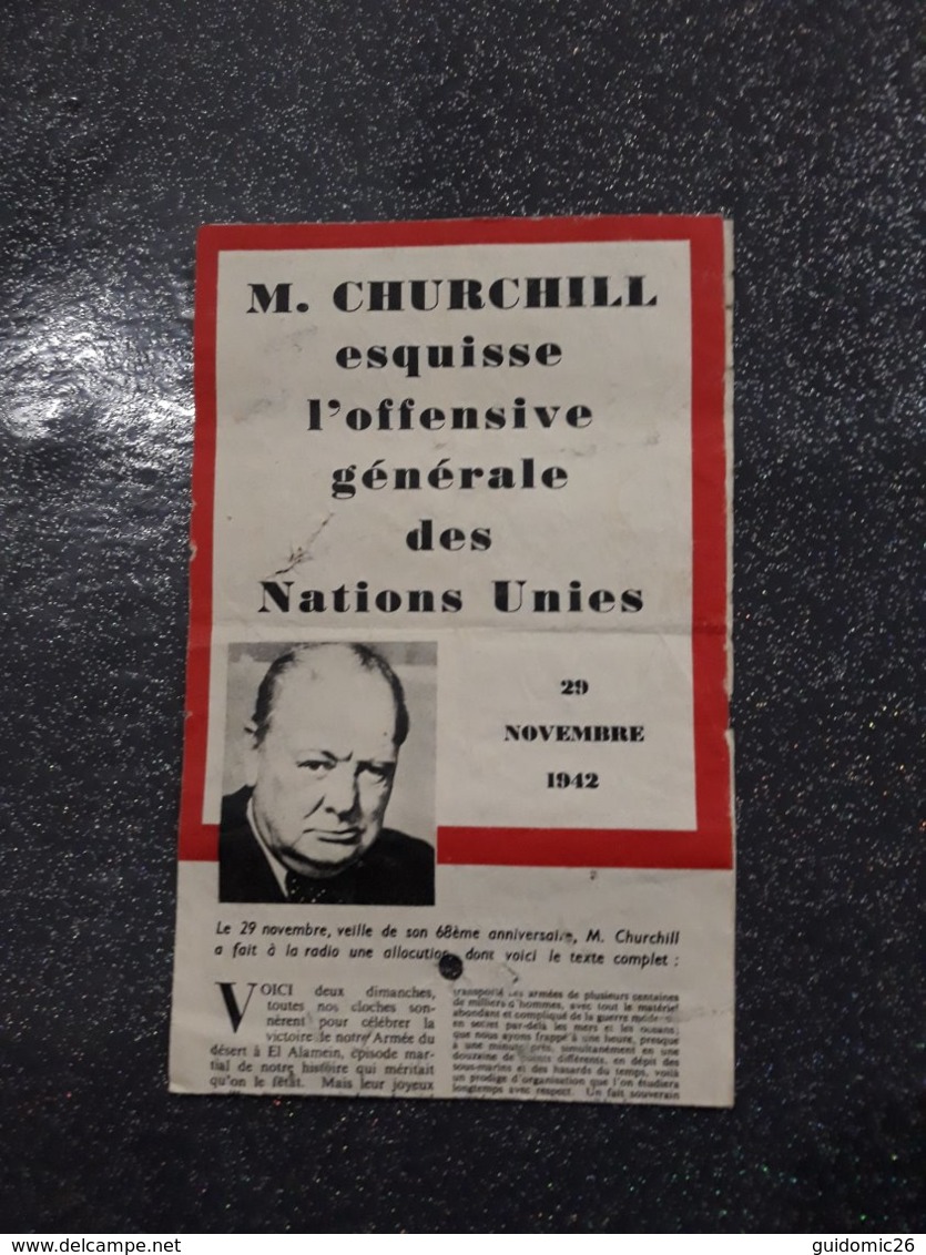 Discours De Mr Churchill 1942 Distribué Par La RAF - Documents Historiques